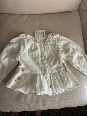 Zara Cotton Eyelet Floral Peplum Top /dress. 3 piece outfit